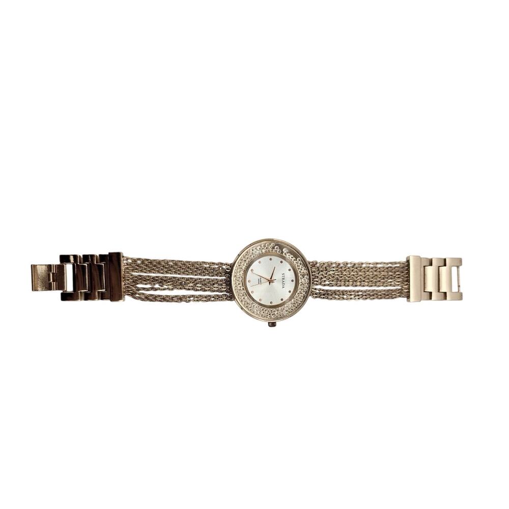 Strata Watch Women Rose Gold Tone Chain Bracelet And Clear Crystals - Picture 4 of 9